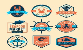9 creative seafood market label vec